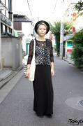 Nadia Staffer Yu-Chin in Topshop Cami & Black Maxi Skirt