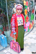 Marina in Harajuku w/ Body Piercings, Colorful Fashion & Pink Hair
