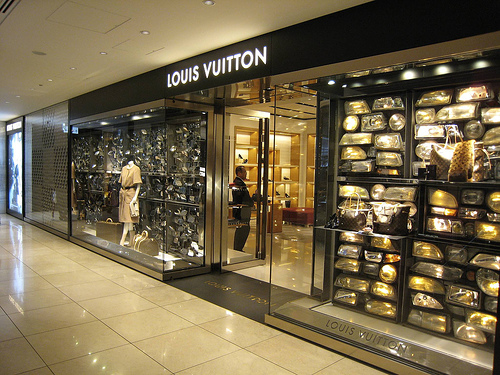 Shop window of Louis Vuitton flagship store in Omotesando, Tokyo