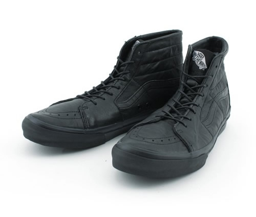 all black leather vans sk8 hi