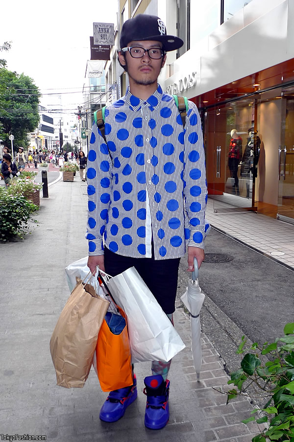 Stripes & Polka Dots Guy in Harajuku