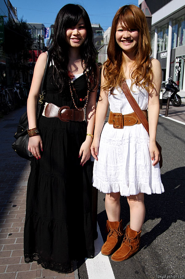 Two Japanese Girls in Wide Belts