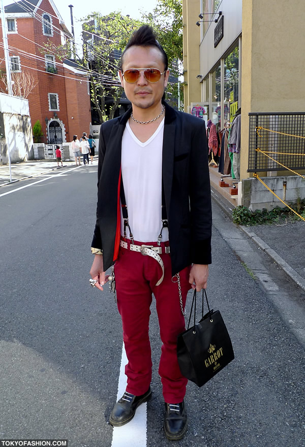 Pompadour Hairstyle & Red Pants in Harajuku