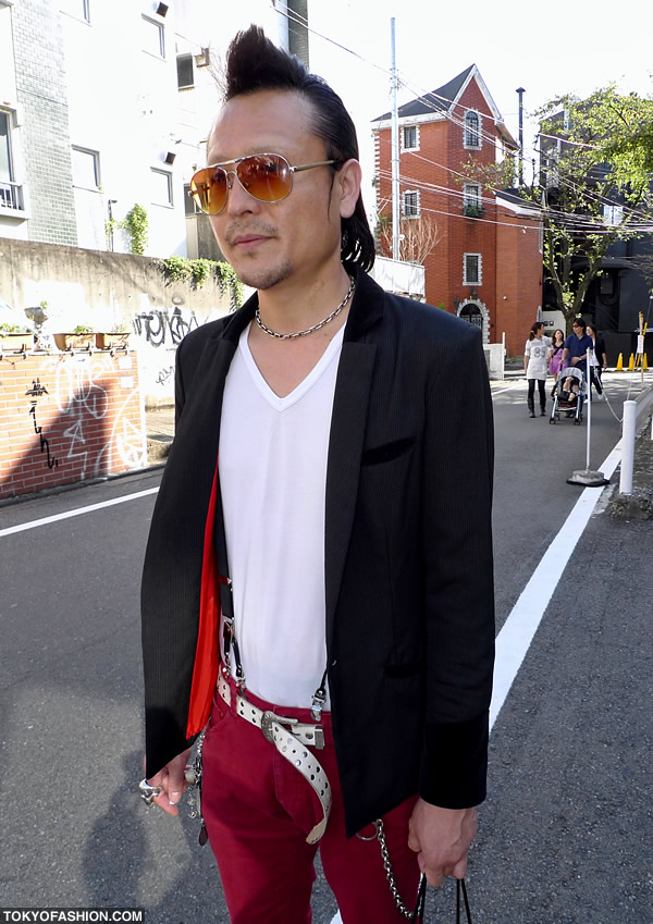 Pompadour Hairstyle & Red Pants in Harajuku