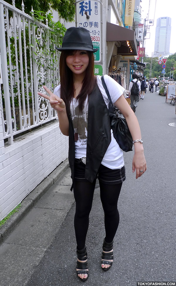 Japanese Girl in Fedora Hat & Vest