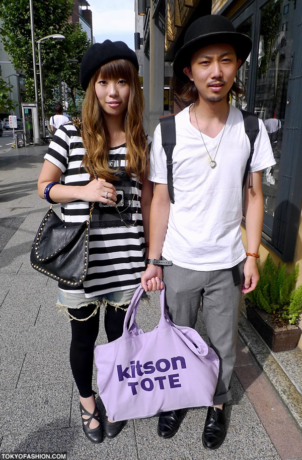 Kitson Tote & Two Black Hats in Shibuya