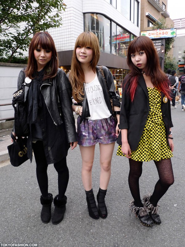 Three Japanese Girls With Cool Hair & Makeup