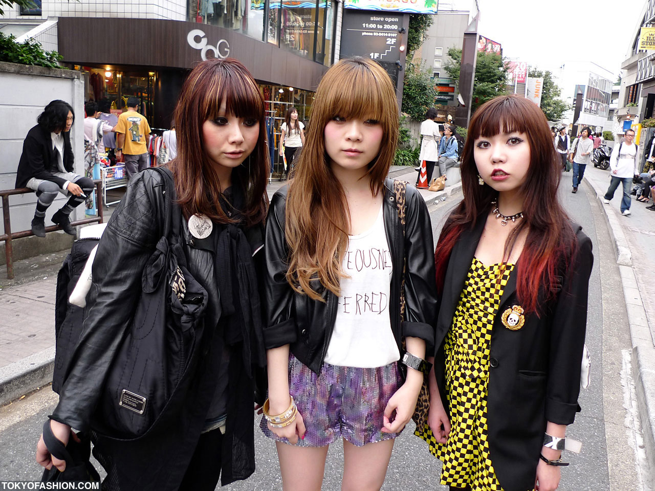 Three Japanese Girls With Cool Hair And Makeup