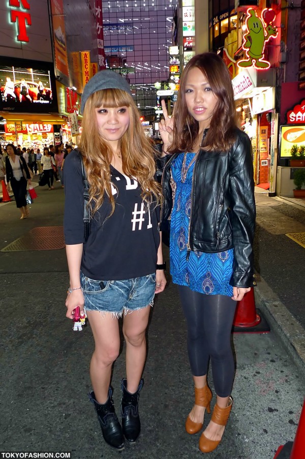 Cut Off Shorts & Leather Jacket Shibuya Gals