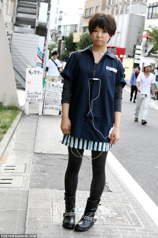 Japanese Girl in US Postal Service Shirt