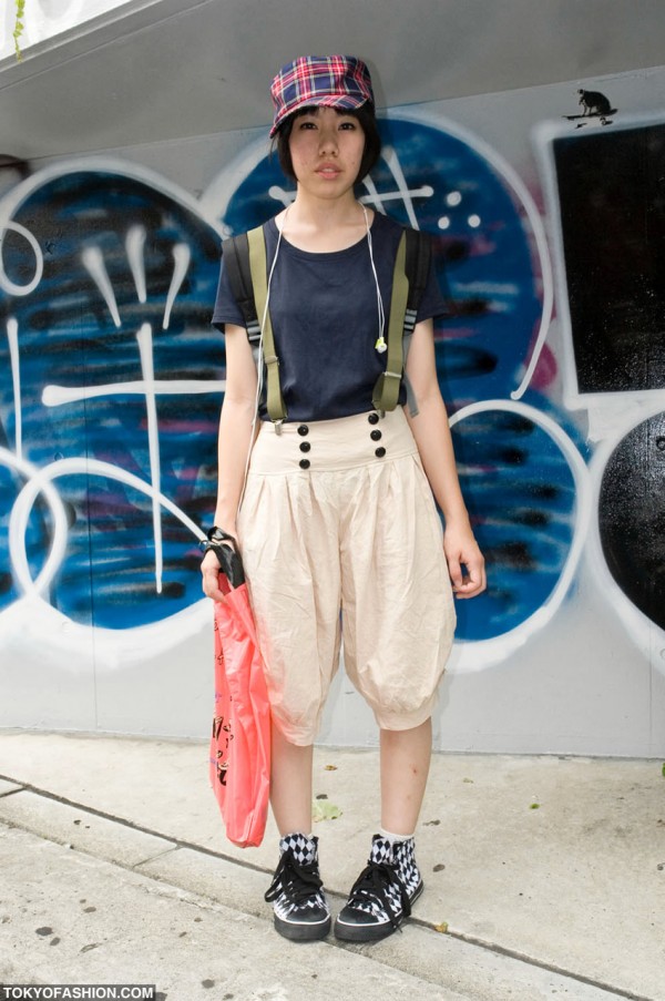 Baggy Shorts & Suspenders Girl in Shibuya
