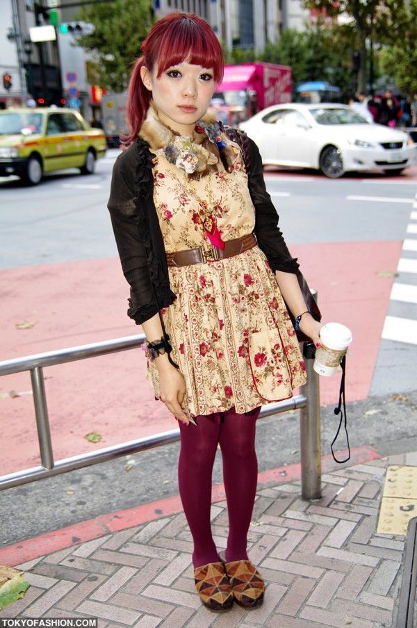 Stylish Japanese Girl With Red Hair in Shibuya