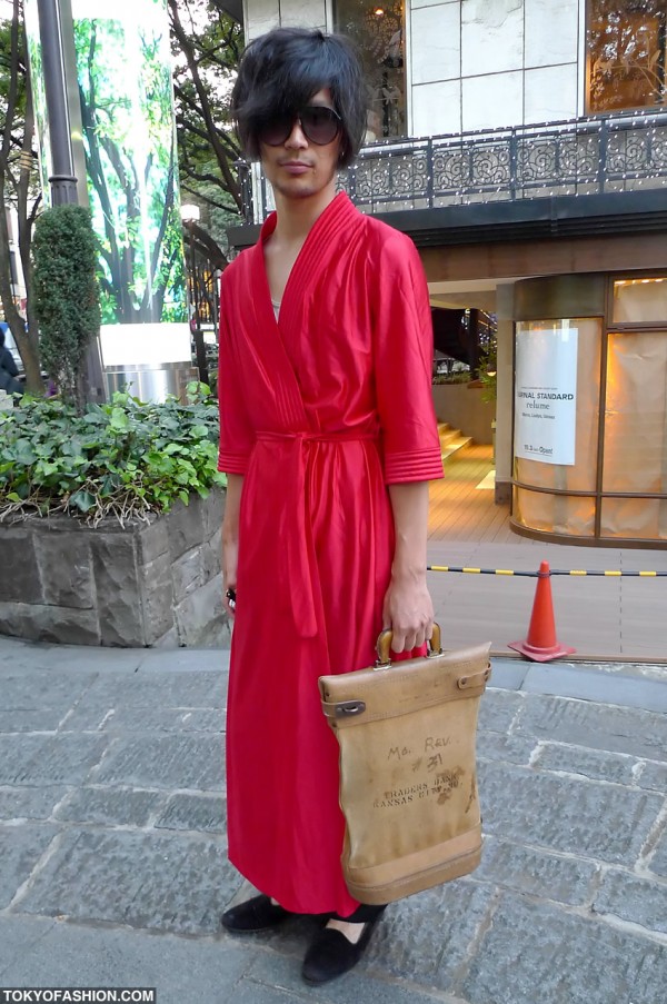 Guy in Shiny Red Robe in Harajuku