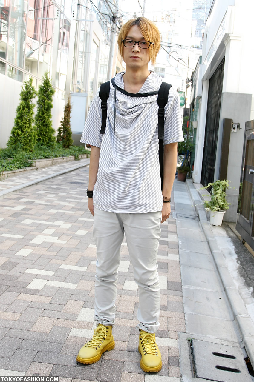 Guy With Blond Hair Yellow Boots In Harajuku