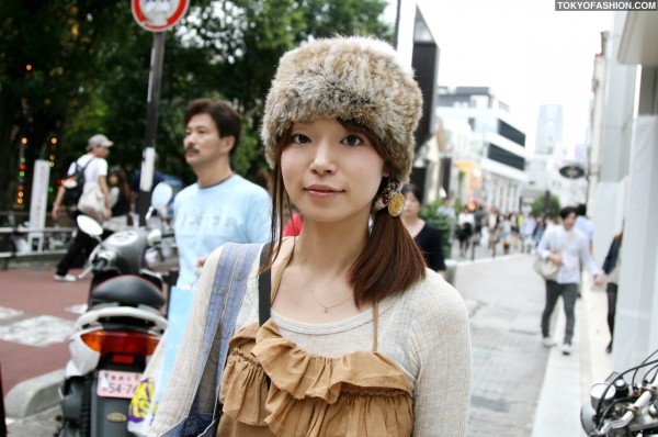 Cute Fur Hat in Harajuku