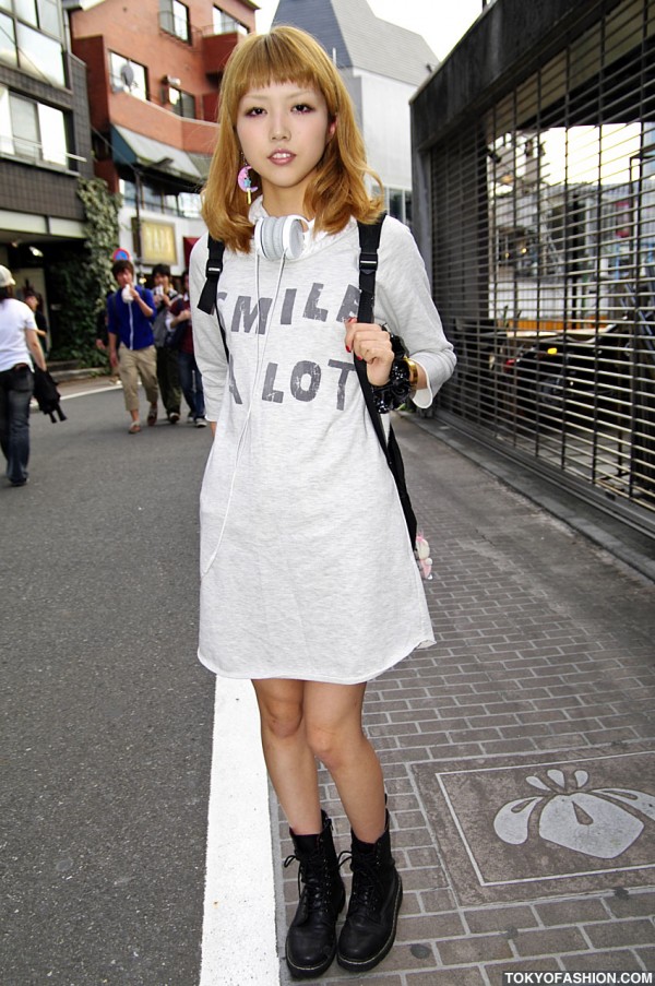 “Smile A Lot” Hooded Dress in Harajuku