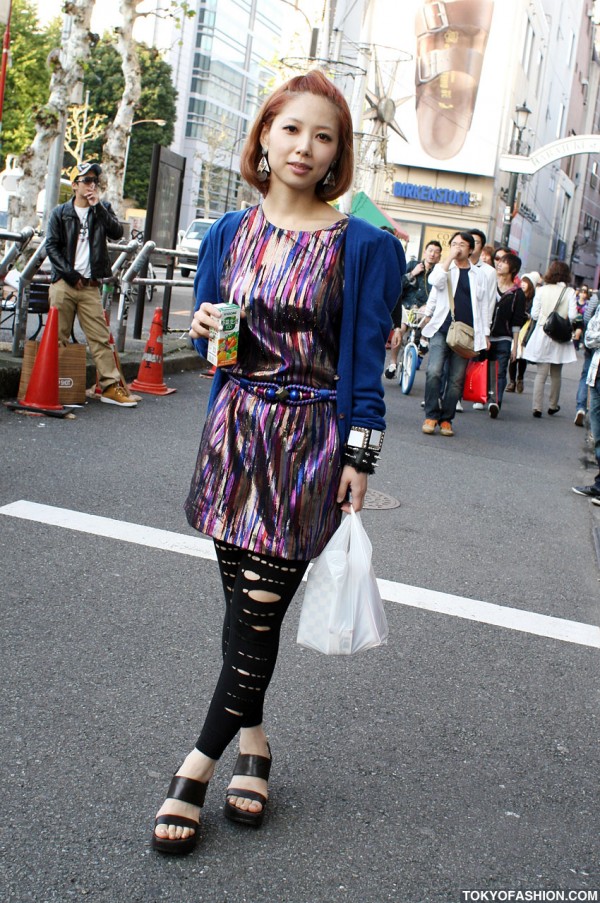 Ripped Leggings & Pink Hair in Harajuku