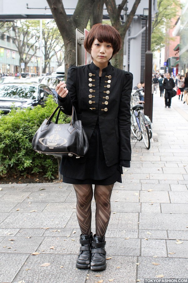 Japanese Girl in Cool Black Military Jacket