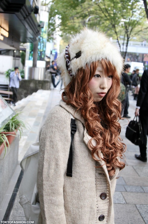 Girl in Fur Hat in Harajuku