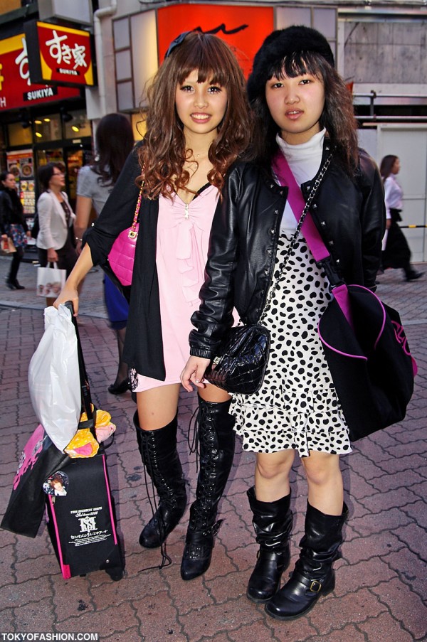 Pink Quilted Purse & Over-The-Knee Boots in Shibuya