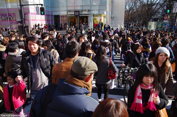 Crossing Meiji Dori Toward Gap Harajuku