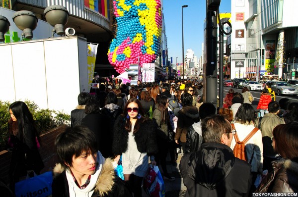 Crowded Sidewalk in Harajuku