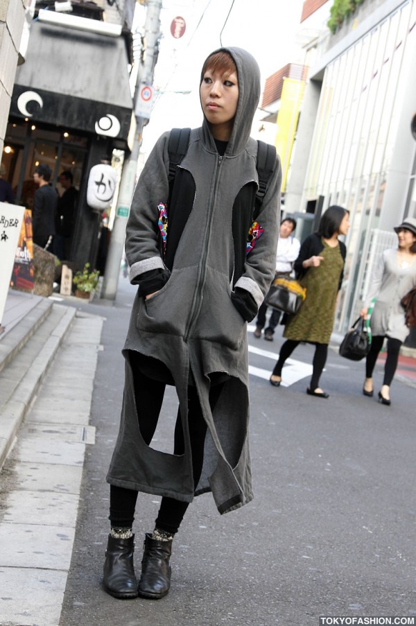 Super-stylish Japanese Girl in Cutout Hoodie