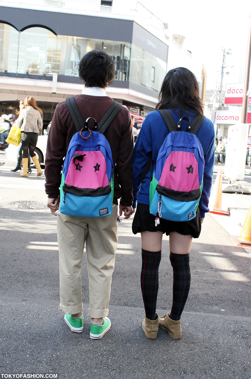 Cute Japanese Pair Look Couple In Harajuku