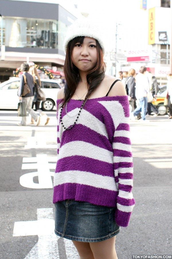 Striped Sweater Japanese Girl