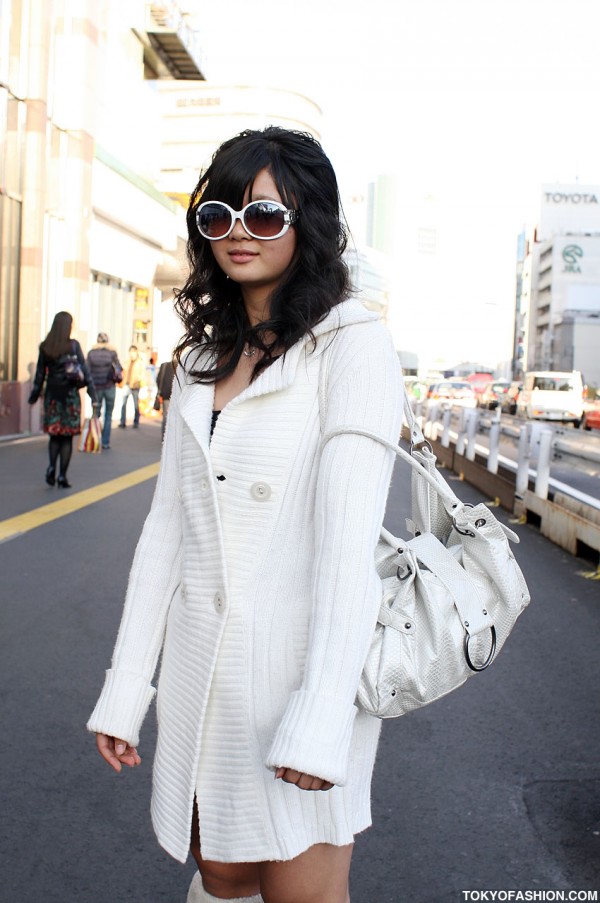White Knit Sweater in Tokyo