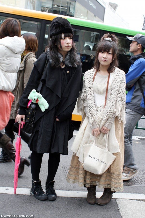 Japanese Girls in Black vs. White Fashion in Harajuku