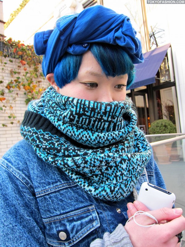 Pretty Japanese Girl With Blue Hair