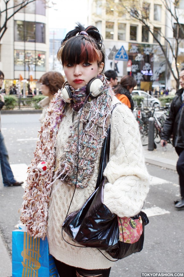 Japanese Girl in Knit Sweater Dress