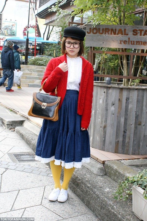 Vintage Style Japanese Girl in Horn-Rimmed Glasses