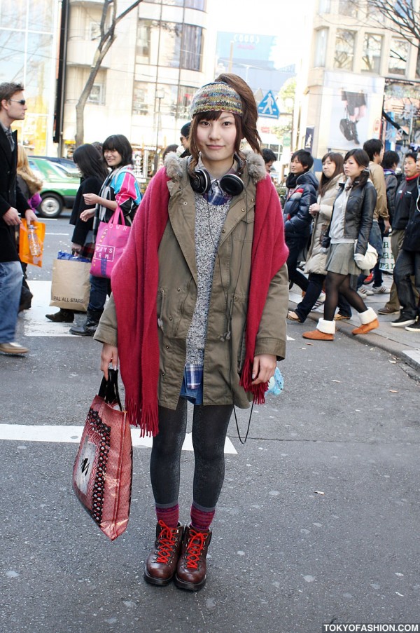 Retro Girl Mods Coat & Glitter Leggings in Harajuku
