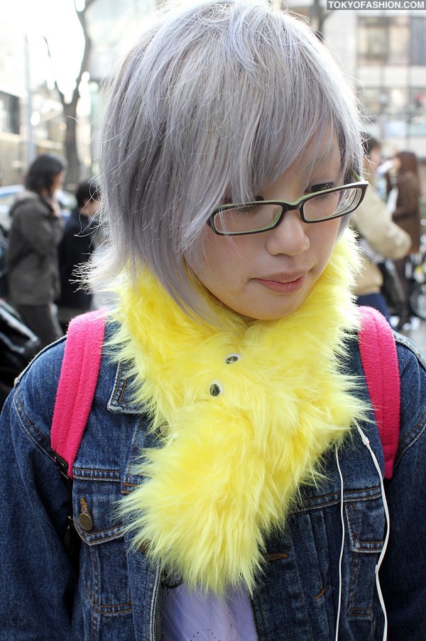 Japanese Girl W Silver Hair And Glasses In Harajuku Tokyo Fashion