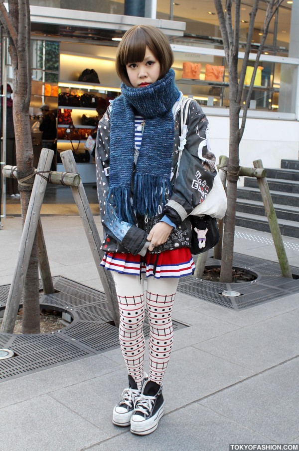 Cheerleader Skirt & Platform Sneakers in Tokyo