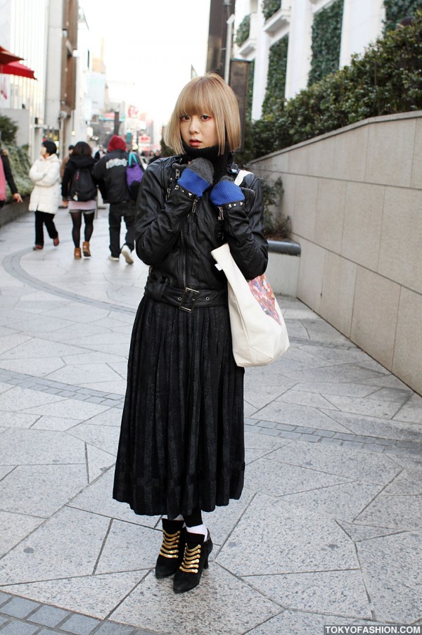 Blonde Bob Hairstyle & Studded Nadia Leather Jacket