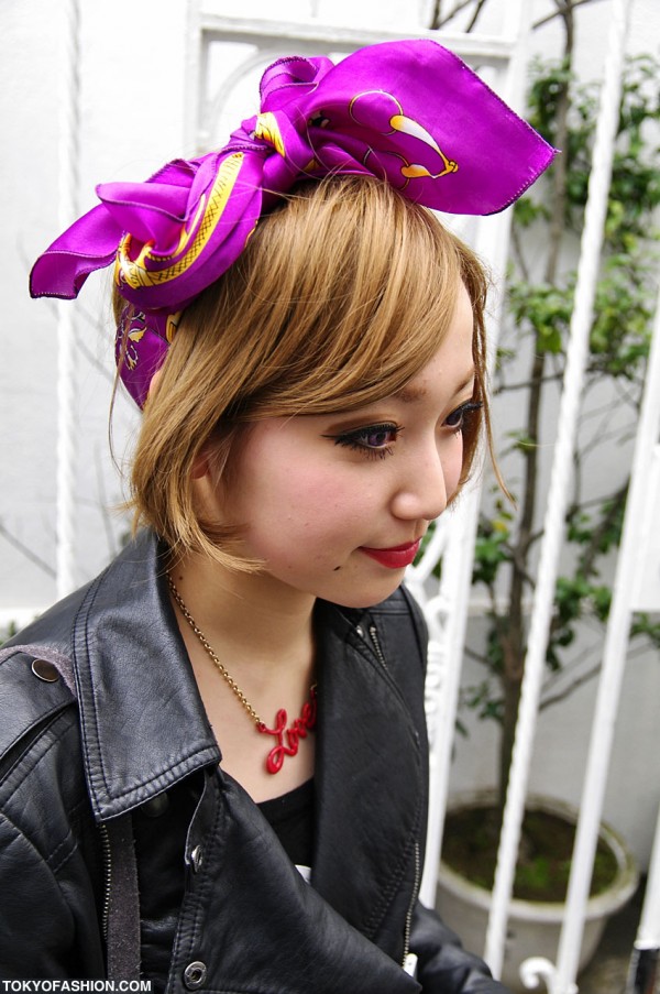 Japanese Girl & Her Purple Hair Bow