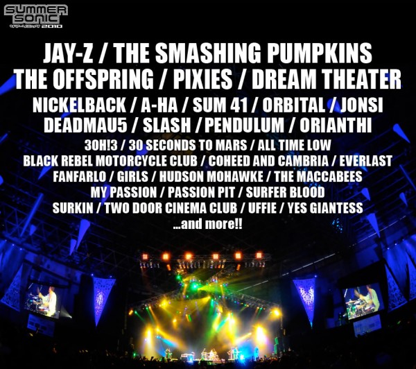 Summer Sonic 2010 Lineup – JayZ, The Smashing Pumpkins, The Pixies, The Offspring, Passion Pit