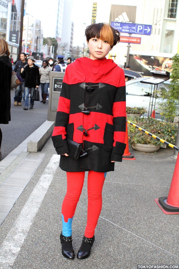 Girl in Galaxxxy Duffle Coat & Cool Short Hair Style
