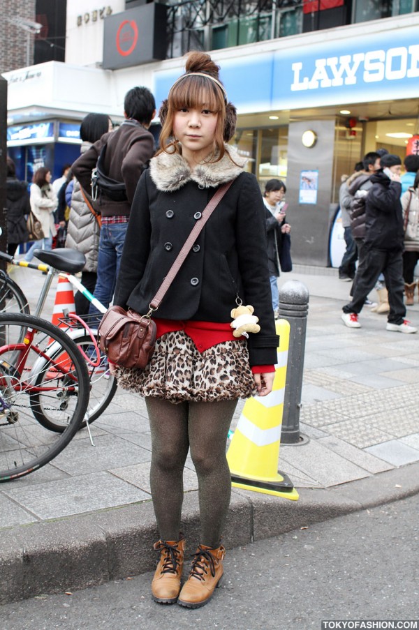 Chinatsu Wakatsuki Leopard Print Skirt in Harajuku