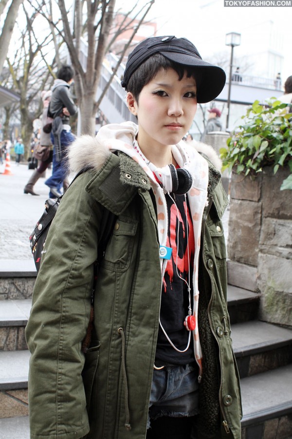 Japanese Girl in Military Coat