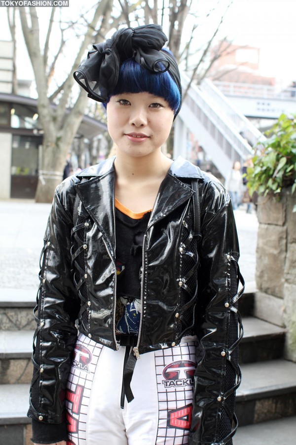 Shiny Black Jacket in Harajuku