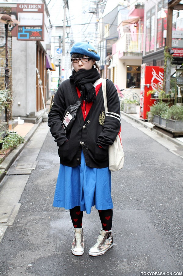 Harajuku Girl in Glasses & Safety Pin Sweater