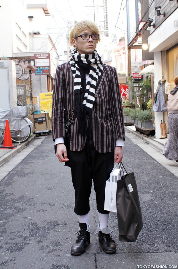 Japanese Guy in Cropped Pants & Boots in Harajuku
