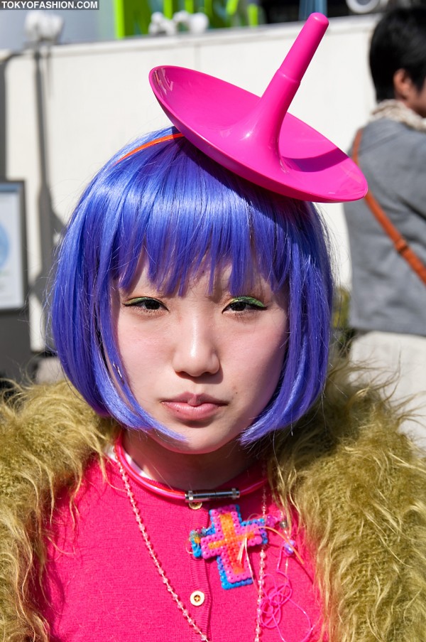 Purple Hair & Pink Hat in Harajuku