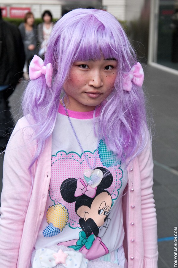 Purple Hair & Pink Bows in Harajuku