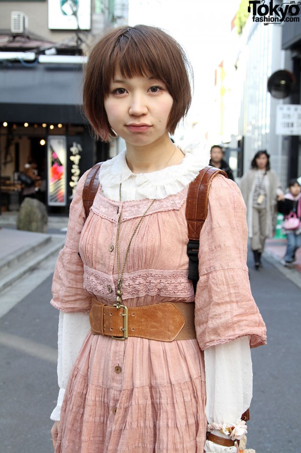 Japanese Girls with vintage dress and ruffled blouse