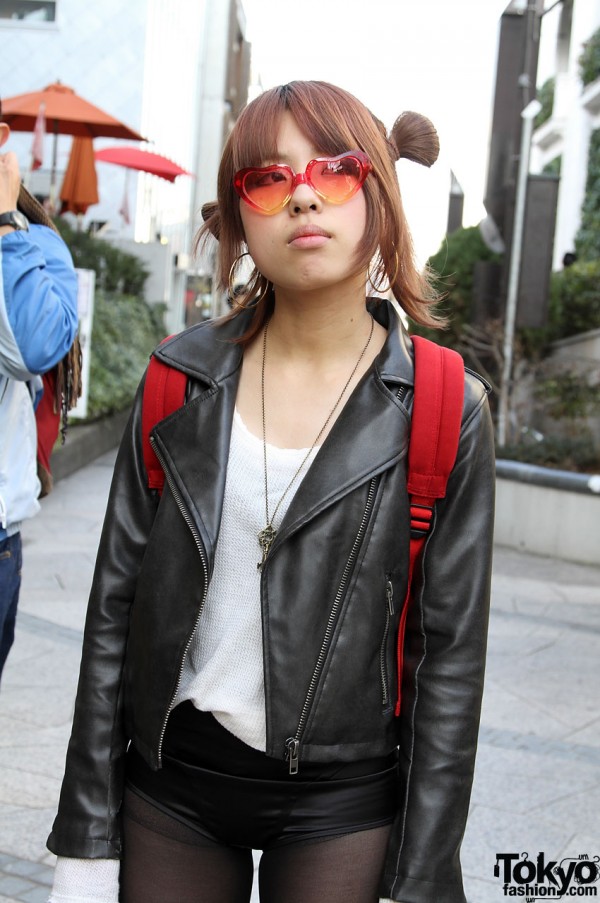 Red Hair in Pig Tails and Leather Jacket